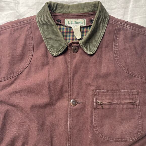 Vintage LL Bean Chore Jacket Mens Large Removable Liner Barn Coat Brown Canvas - Picture 5 of 9
